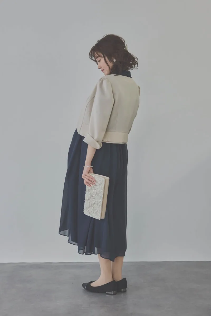 ネイビーの授乳口付ハイネックレースドレス　M/Select Shop