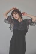 ブラックのチュールフリルアシンメトリードレス　M/Leja