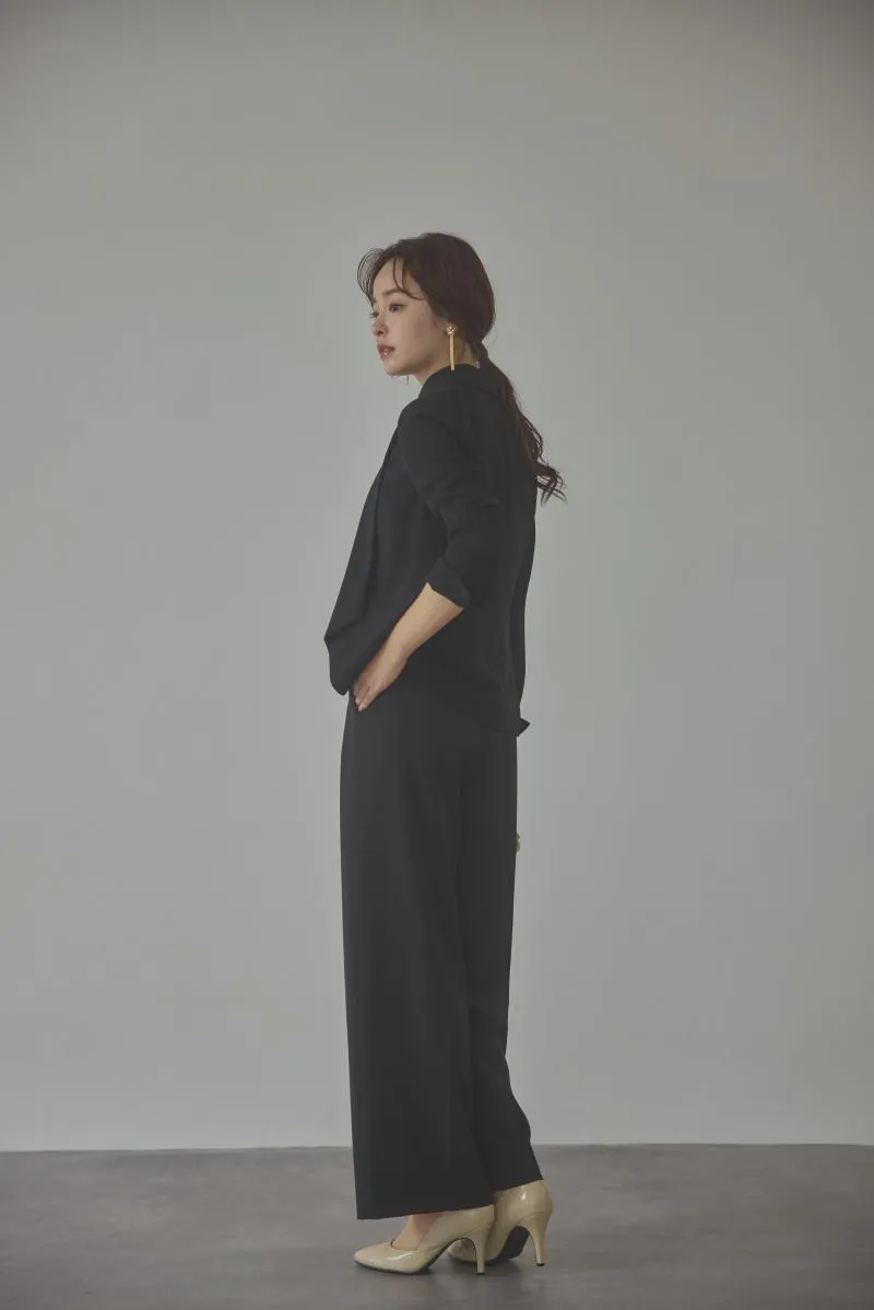 ブラックのチュールレースドッキングパンツドレス[M]　LAGUNAMOON