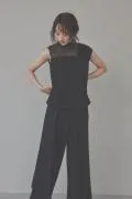 ブラックのワイドパンツセットアップドレス　M/PREFERENCE