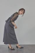 ネイビーのバルーンぺプラムセットアップドレス　M/kaene
