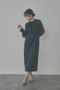 グリーンのジャガードタイトラインドレス　L/AIMER