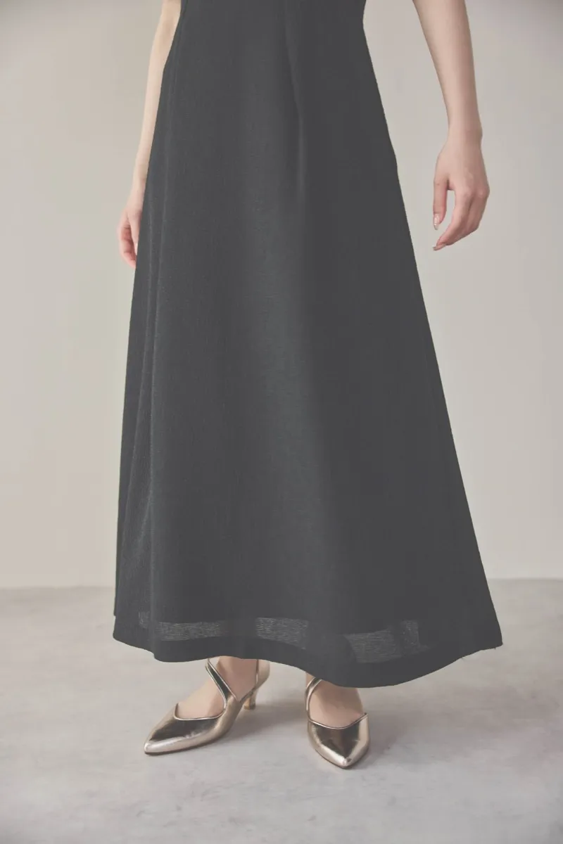 ブラックのレースコンビカットプリーツドレス　M/kaene