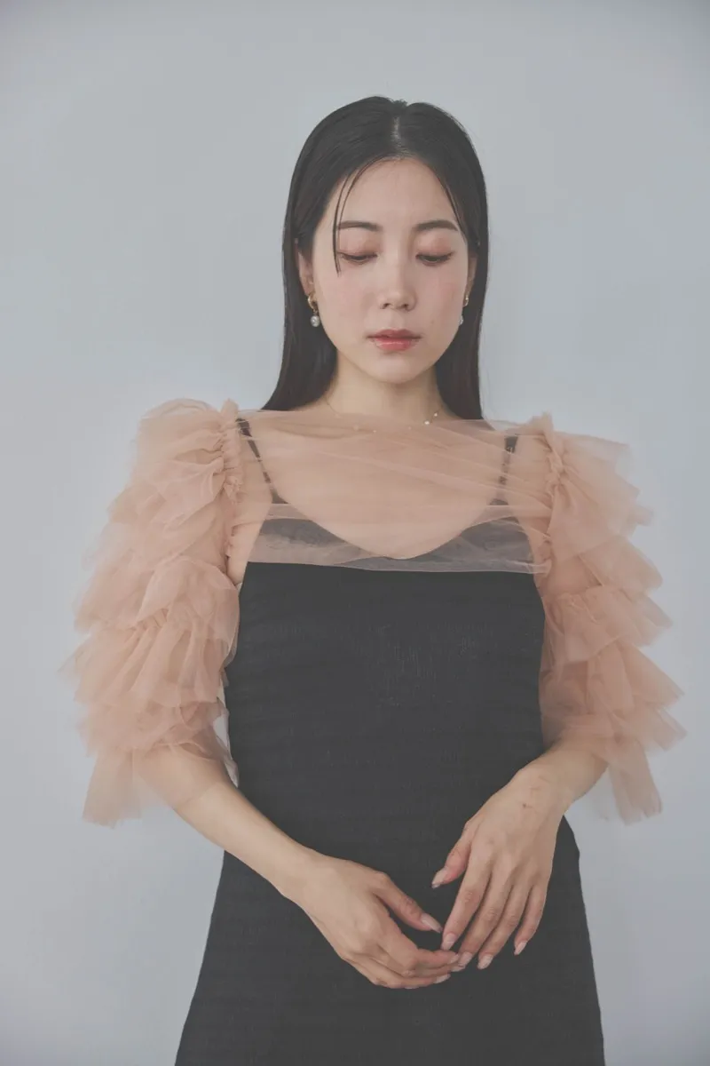 ブラックのティアードフリルボレロドレス　M/Leja
