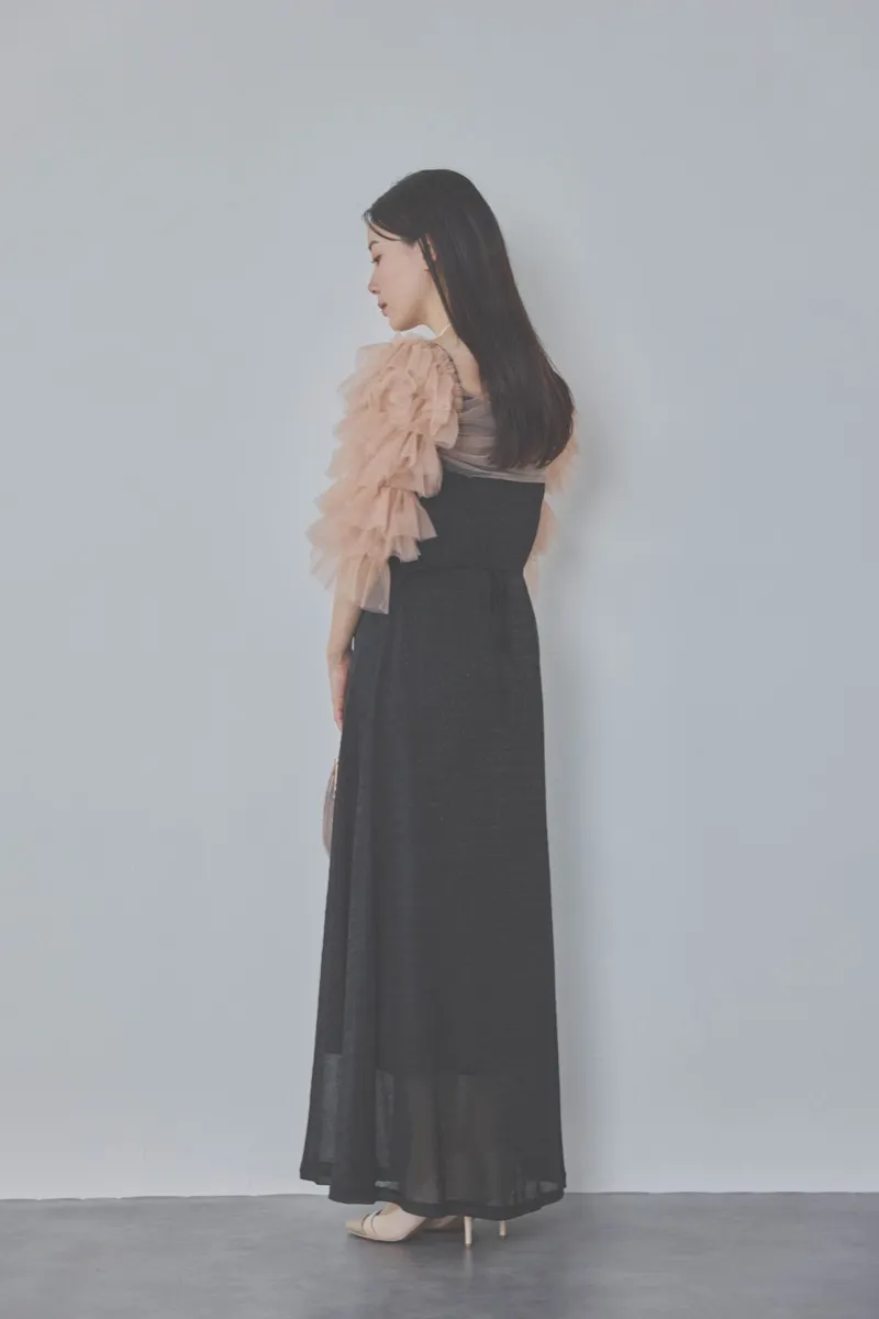 ブラックのティアードフリルボレロドレス　M/Leja
