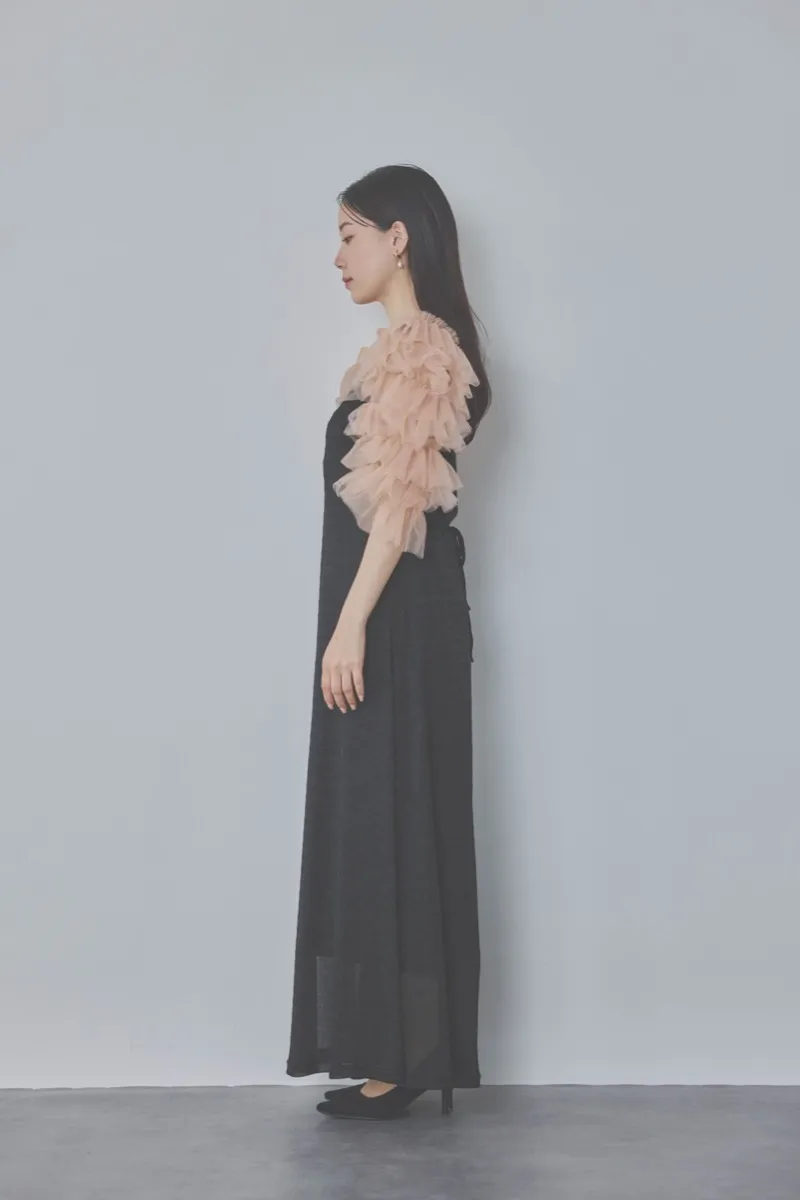 ブラックのティアードフリルボレロドレス　M/Leja