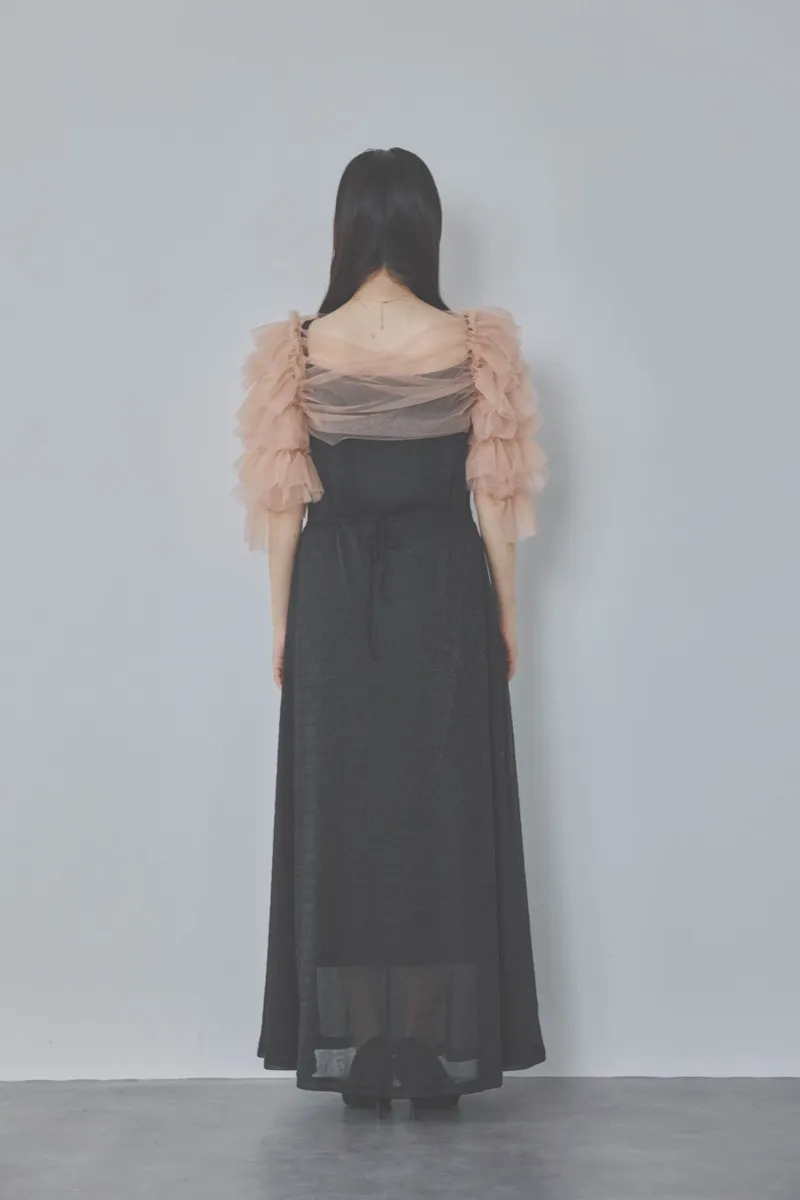 ブラックのティアードフリルボレロドレス　M/Leja