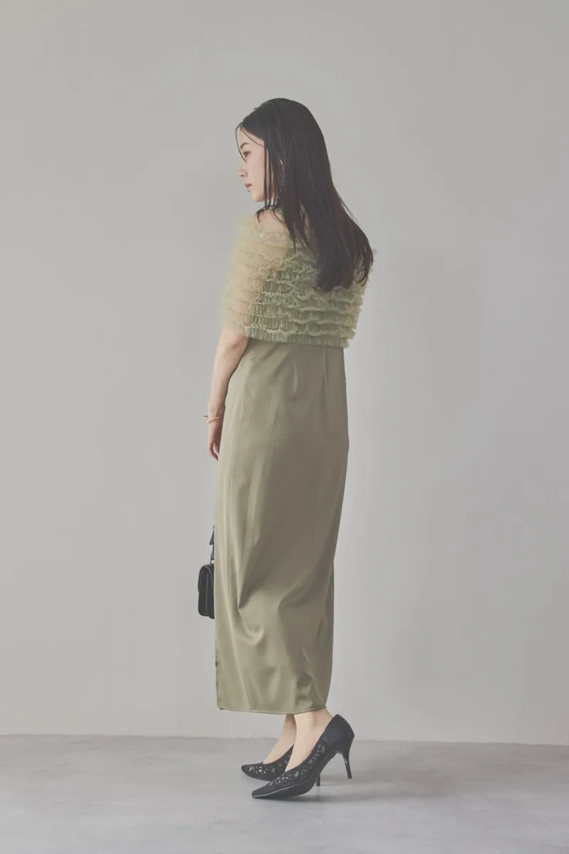 グリーンのチュールビスチェIラインドレス　M/Leja