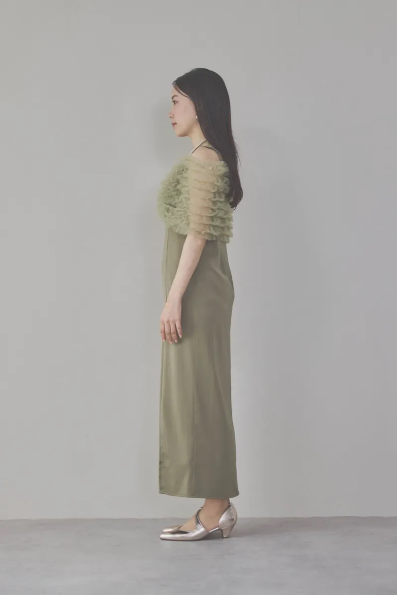 グリーンのチュールビスチェIラインドレス　M/Leja