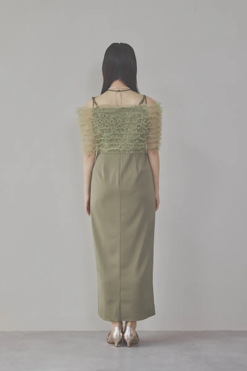 グリーンのチュールビスチェIラインドレス　M/Leja