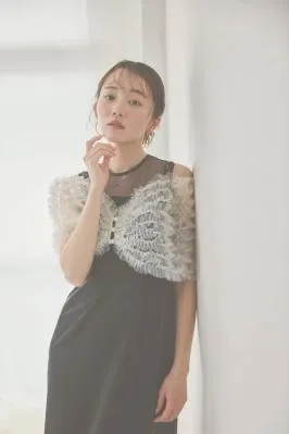 ブラックのチュールビスチェIラインドレス M/Leja