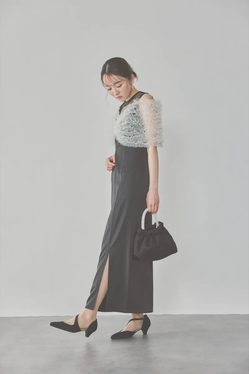 ブラックのチュールビスチェIラインドレス M/Leja