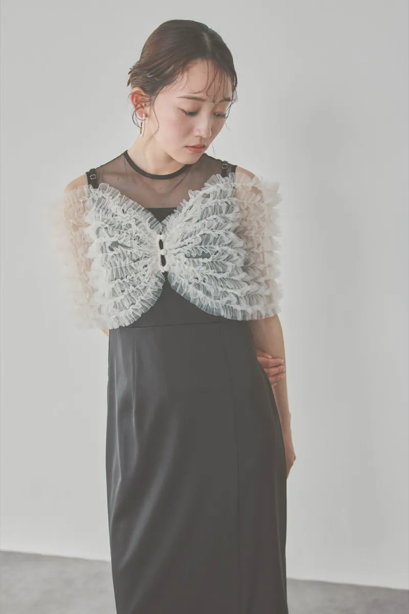 ブラックのチュールビスチェIラインドレス M/Leja