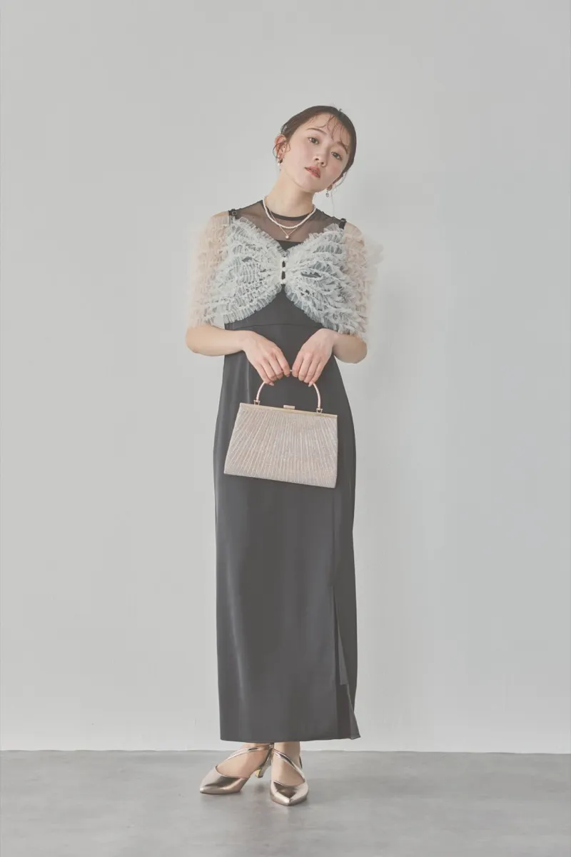 ブラックのチュールビスチェIラインドレス M/Leja