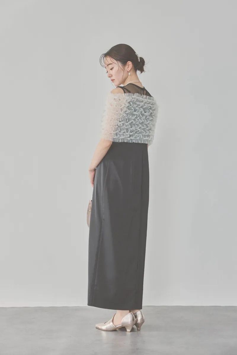 ブラックのチュールビスチェIラインドレス M/Leja