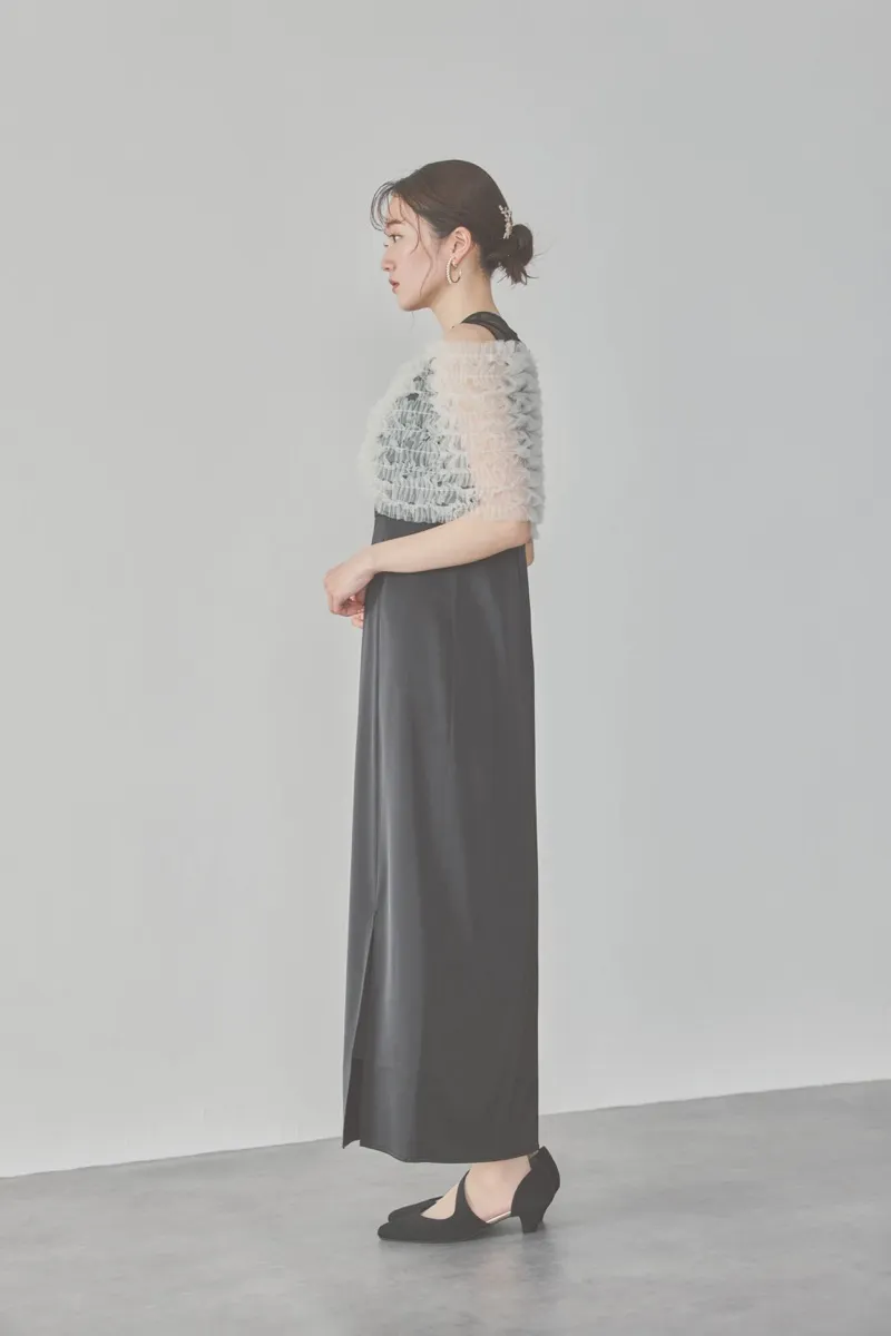 ブラックのチュールビスチェIラインドレス M/Leja