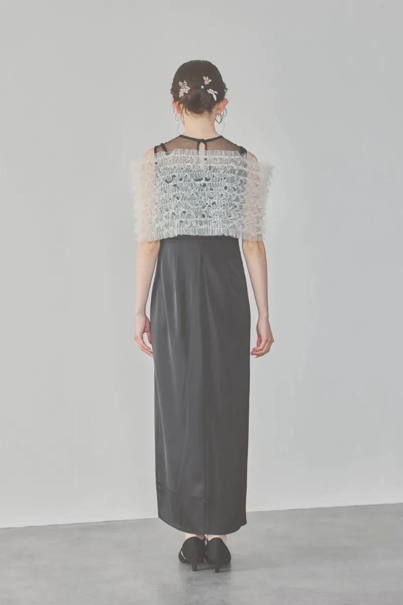 ブラックのチュールビスチェIラインドレス M/Leja