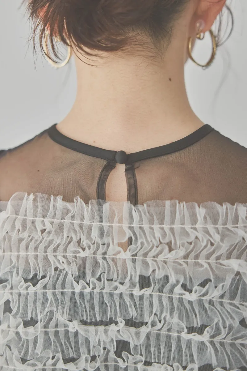ブラックのチュールビスチェIラインドレス M/Leja