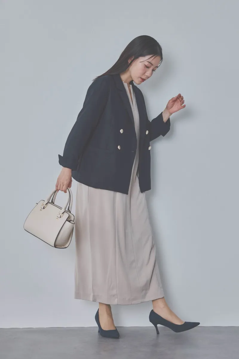 ベージュのボリュームスリーブポンチワンピース　M〜L/Select Shop