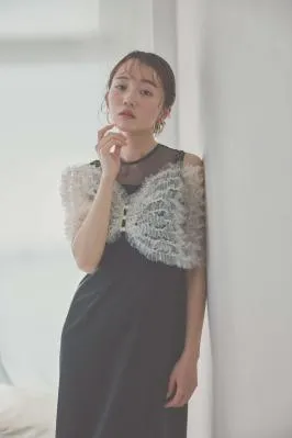 ブラックのチュールビスチェIラインドレス M/Leja