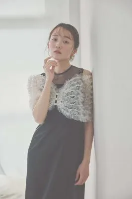 ブラックのチュールビスチェIラインドレス M/Leja