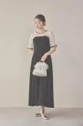 ブラックのレースコンビカットプリーツドレス M/kaene