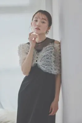 ブラックのチュールビスチェIラインドレス M/Leja