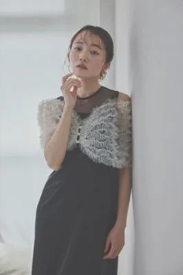 ブラックのチュールビスチェIラインドレス M/Leja