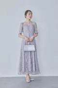 ラベンダーのビオラモチーフ刺繍ドレス S/AIMER