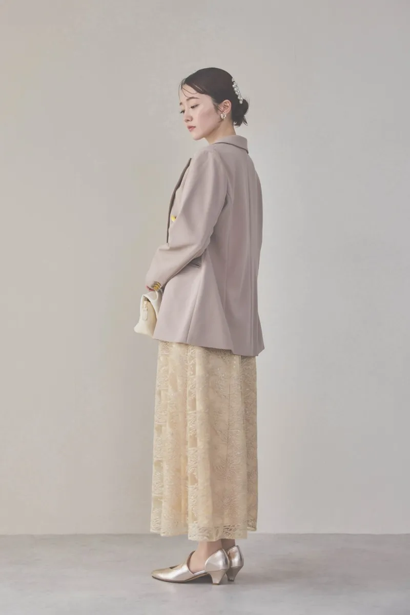 イエローのシャイニーエンブロイダリードレス M〜L/kaene