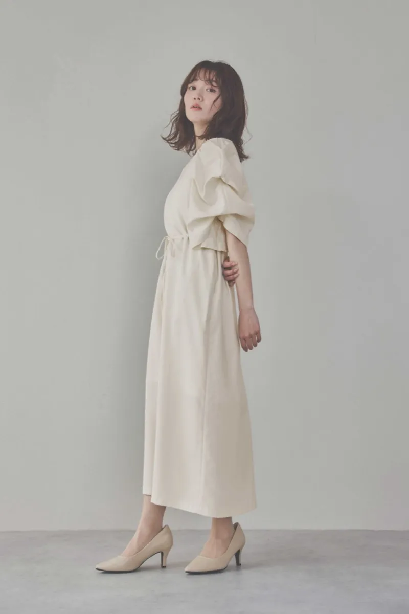 エクリュのボリューム袖Iラインワンピース M〜L/Select Shop