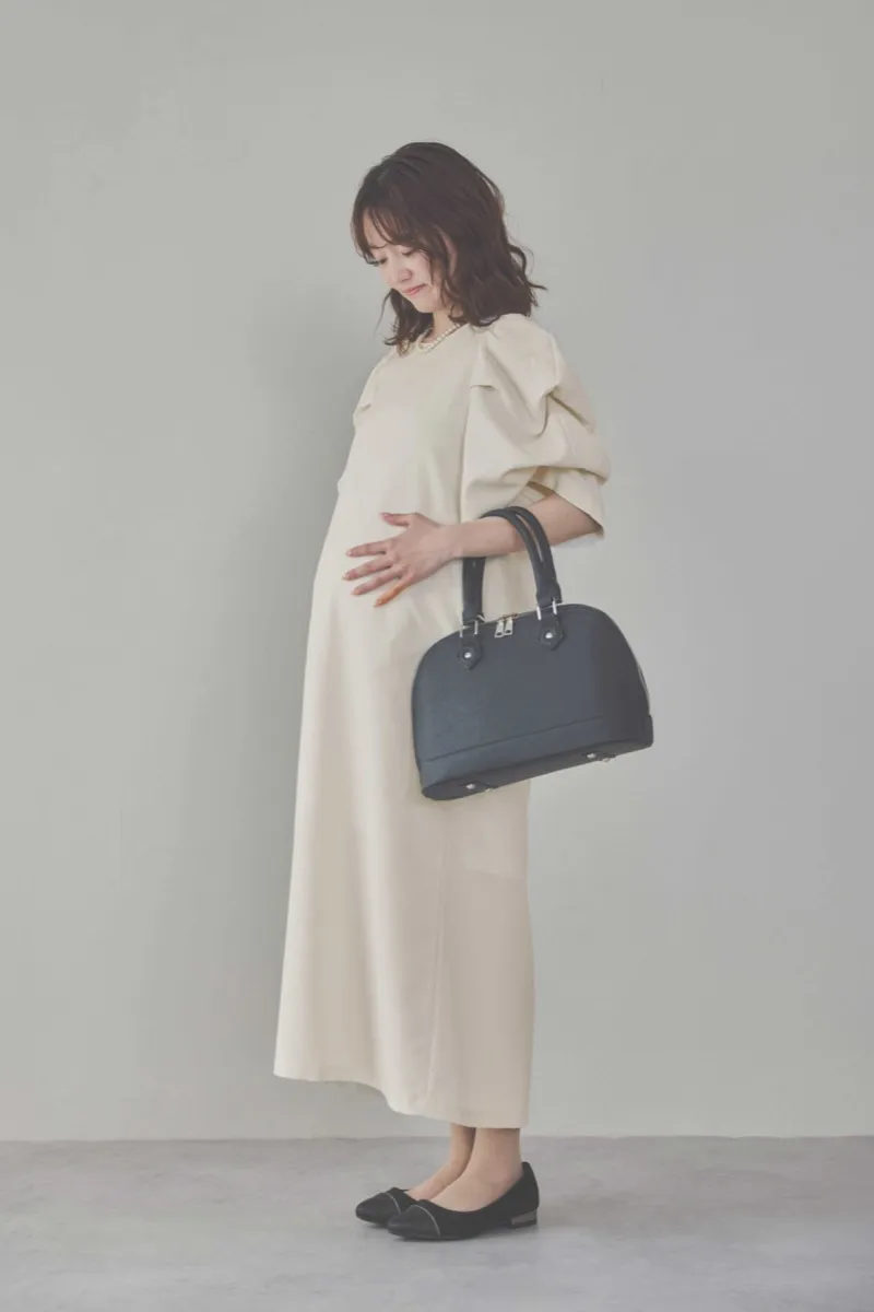 エクリュのボリューム袖Iラインワンピース M〜L/Select Shop