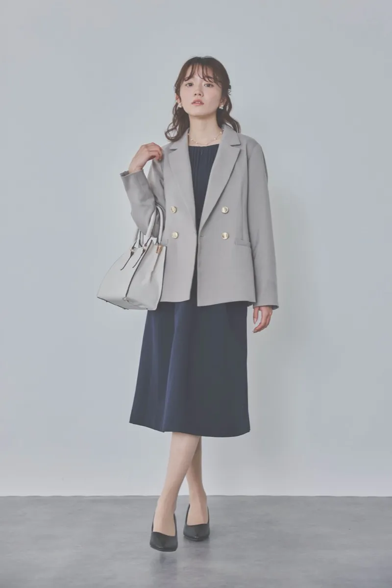 ネイビーのストレッチフレアワンピース M/Select Shop