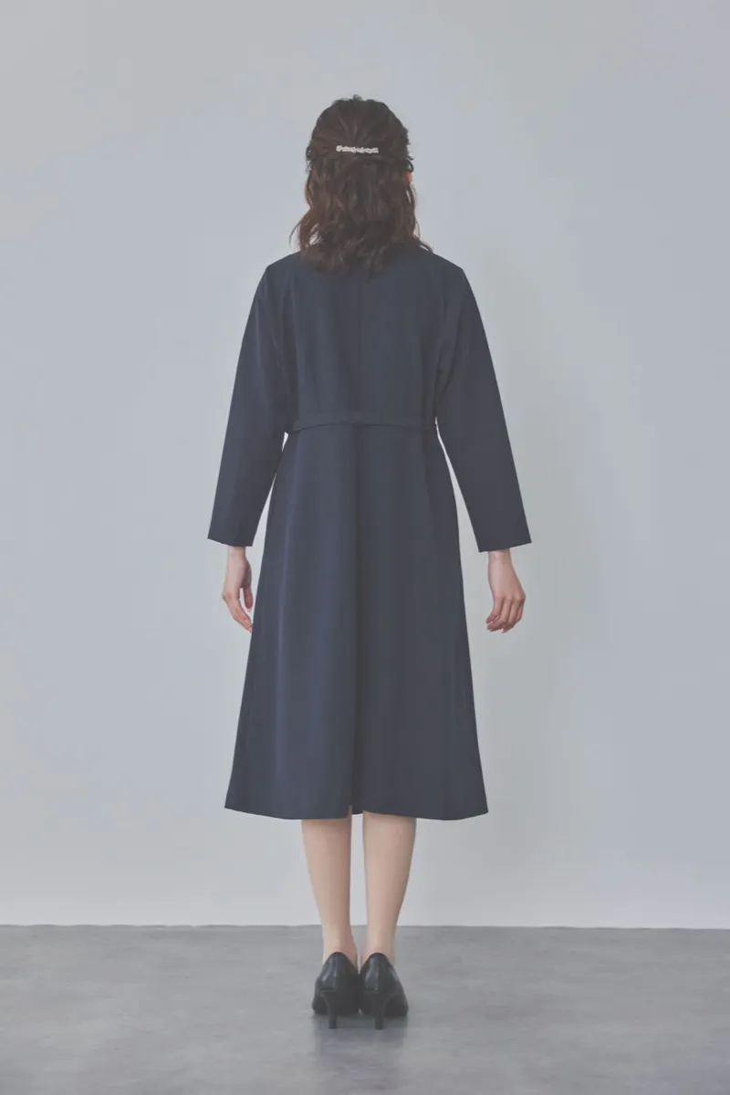 ネイビーのストレッチフレアワンピース M/Select Shop