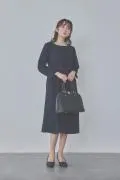 ネイビーのストレッチフレアワンピース L/Select Shop