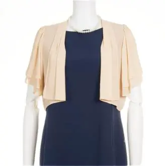 ベージュの後ろリボン半袖ボレロ