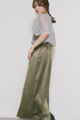 ダークオリーブのシアートップスドレス　M/kaene