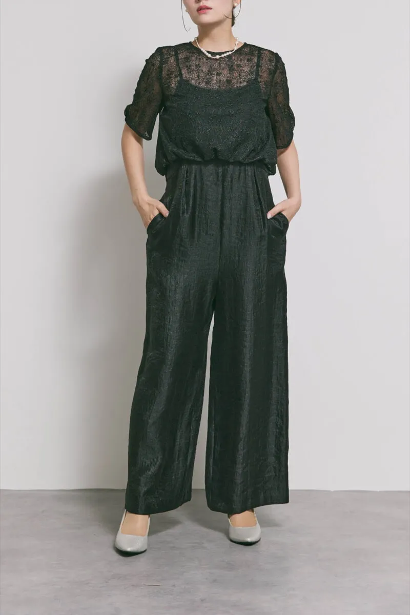 ブラックのバルーンデザインパンツドレス　M/kaene