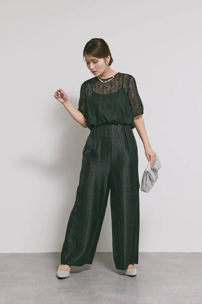 ブラックのバルーンデザインパンツドレス　M/kaene