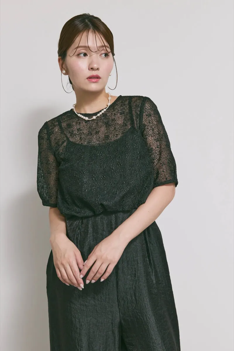 ブラックのバルーンデザインパンツドレス　M/kaene