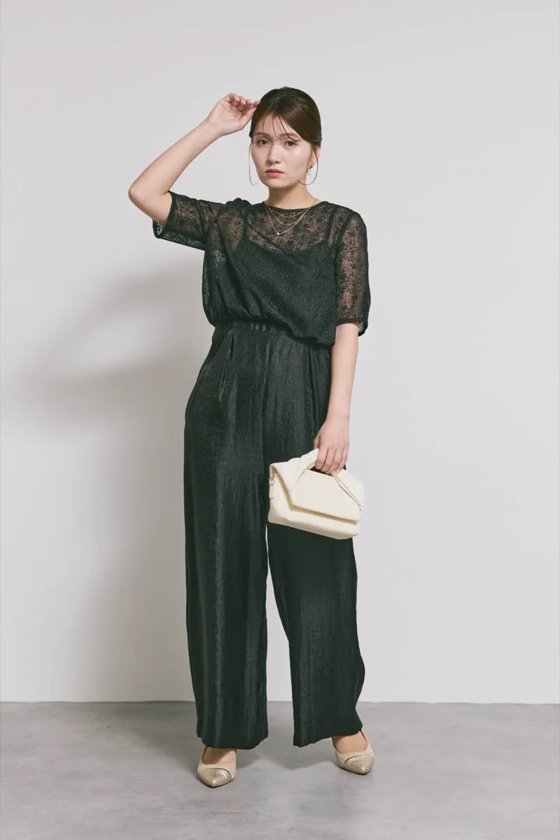 ブラックのバルーンデザインパンツドレス　M/kaene
