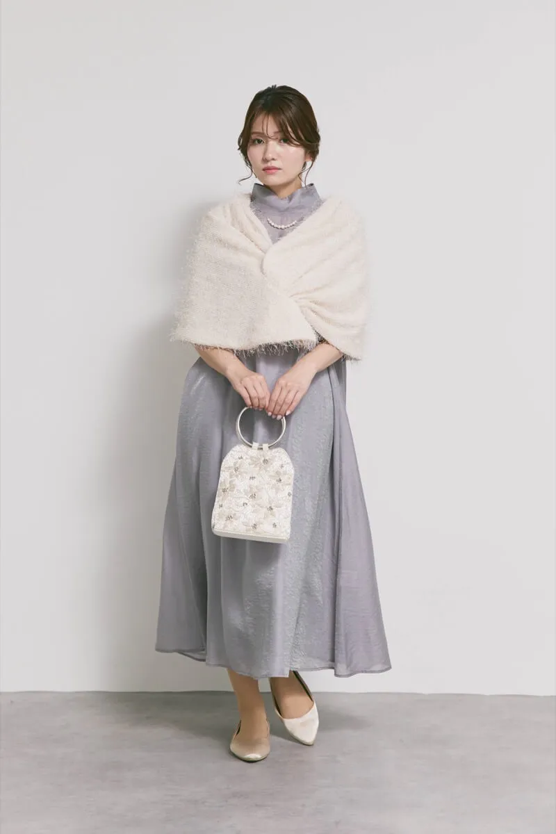 ブルーグレーのテントラインシアードレス　M/kaene