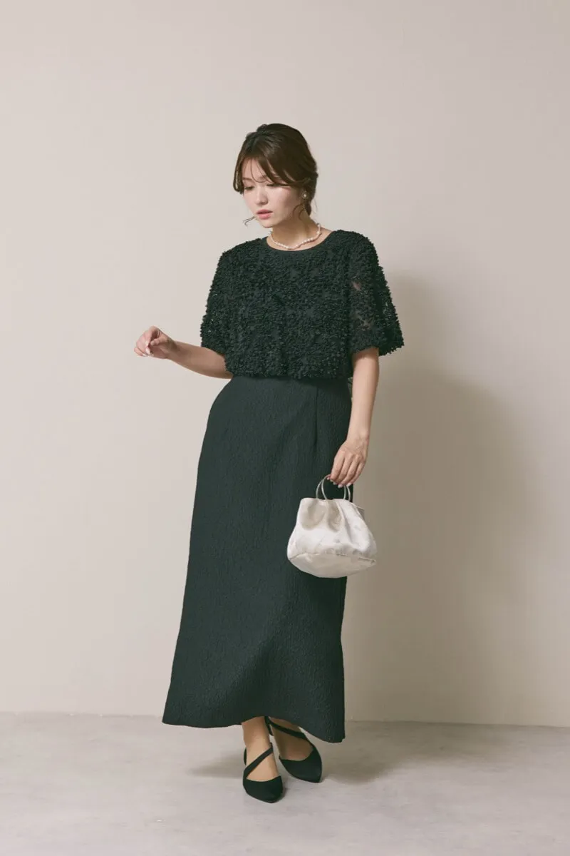 ブラックのデザインボレロセットドレス　M/kaene