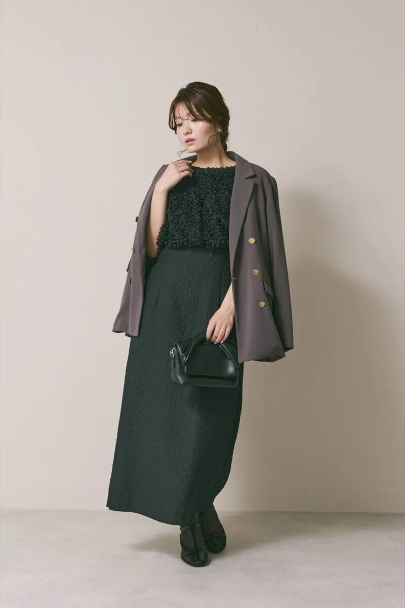 ブラックのデザインボレロセットドレス　M/kaene