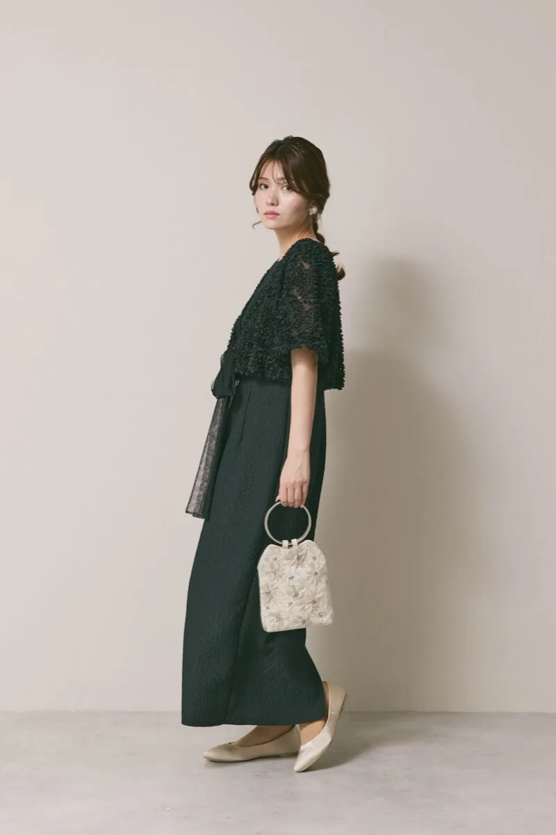 ブラックのデザインボレロセットドレス　M/kaene