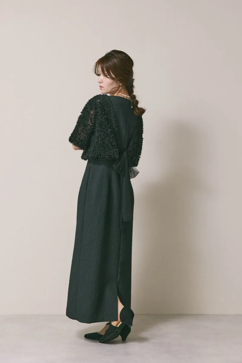 ブラックのデザインボレロセットドレス　M/kaene
