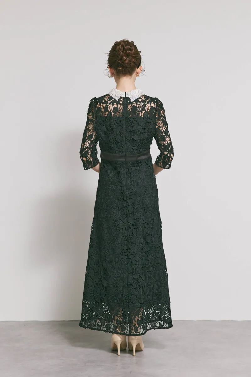 ブラックのビジューカラーレースドレス M/Lejaのレンタル｜11