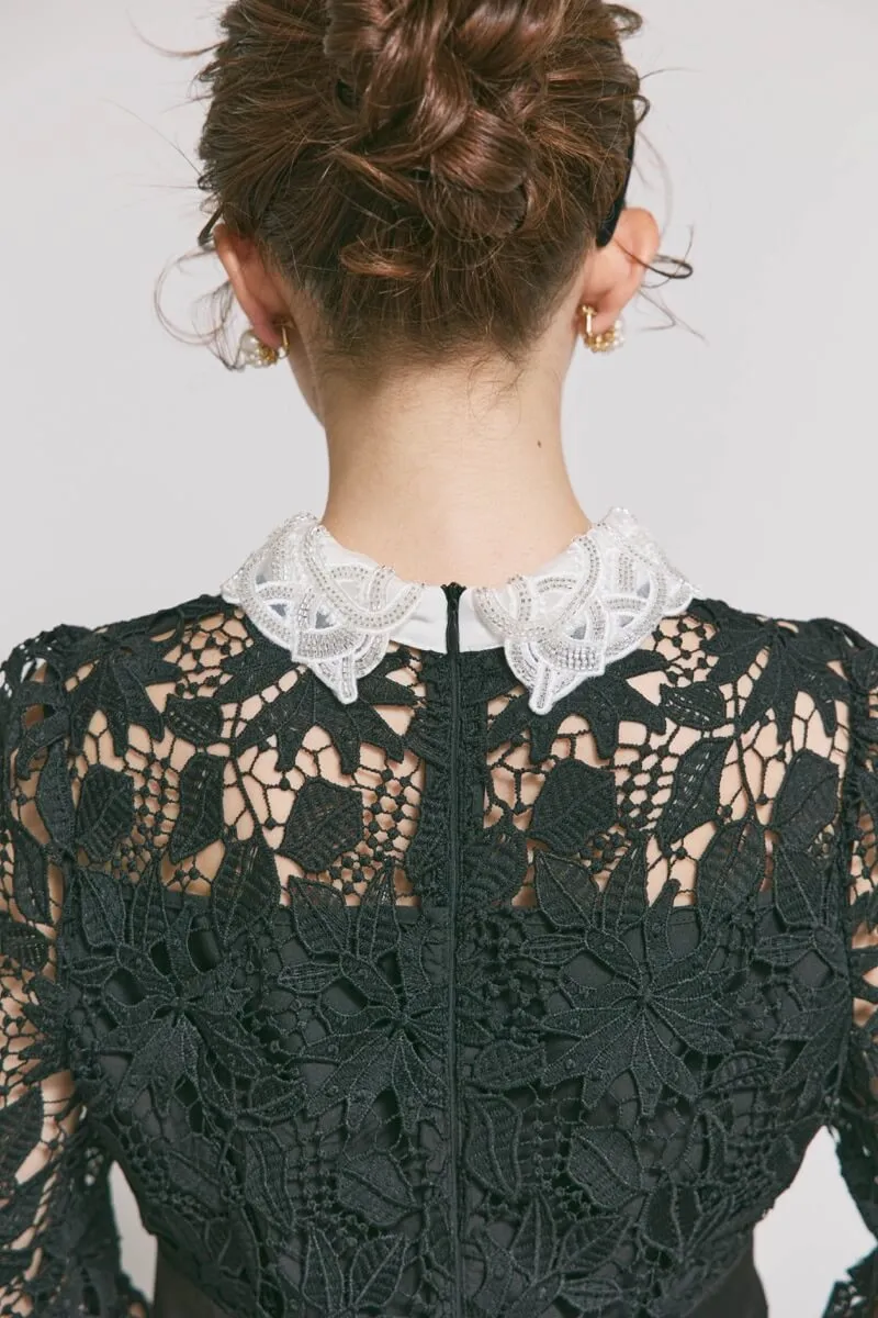 ブラックのビジューカラーレースドレス M/Leja｜11-2215｜結婚式