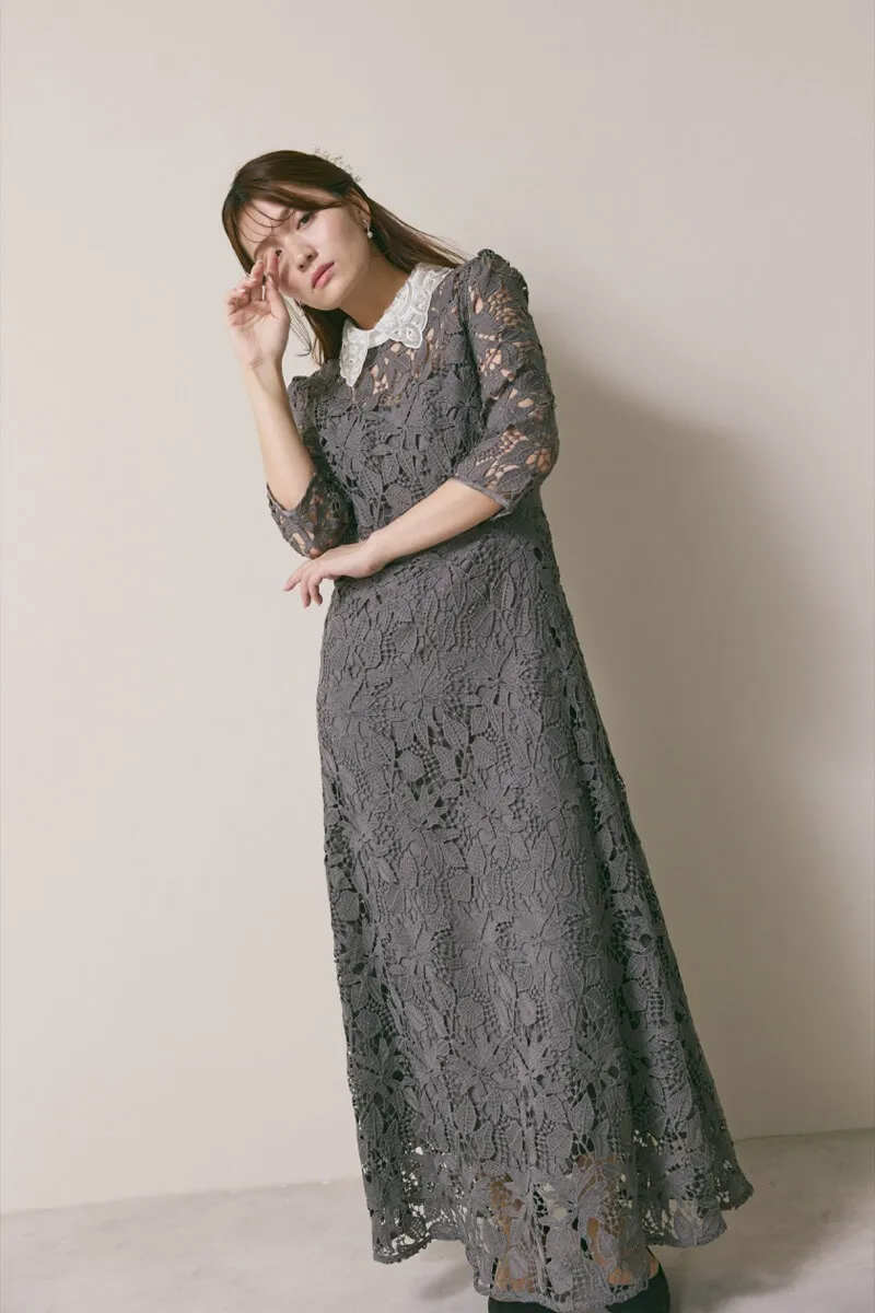 グレーのビジューカラーレースドレス M/Leja｜11-2216｜結婚式