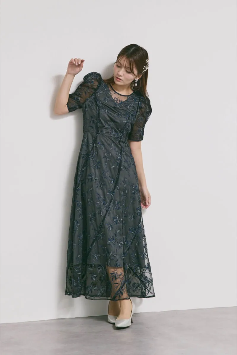 Lily Brown レースドッキングドレス ブラック LILY BROWN（リリーブラウン）の「レースドッキングドレス